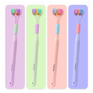 부드러운 강모가있는 가정용 3면 칫솔 사용하기 쉬운 성인용 딥 클리닝 칫솔 어린이 소년 소녀