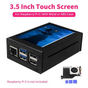 라즈베리 파이 5용 3.5인치 터치 스크린 480*320 LCD 디스플레이 옵션 금속 ABS 케이스 라즈베리 파이 5용 알루미늄 액티브 쿨러