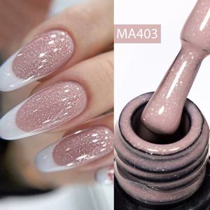 MEET ACROSS 7ml 고무 베이스 젤 글리터 누드 핑크 화이트 2 In 1 젤 매니큐어 네일 아트 바니시 For Nails Winter Autumn Manicure