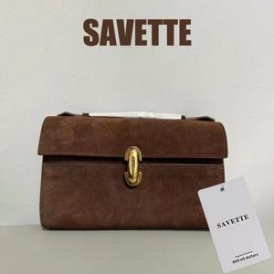 SAVETTE 새로운 대칭 19 고품질 정품 가죽 핸드백 여성 스웨이드 솔리드 컬러 간단한 핸드백 작은 사각형 행 가방