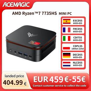 ACEMAGIC 미니 PC AMD Ryzen 7 7735HS 게이밍 미니 PC 8코어 16스레드 24GB LPDDR5 6400MHz 1TB NVMe SSD 4K 트리플 디스플레이 WiFi6