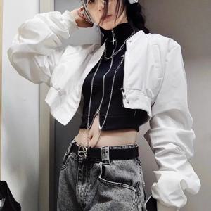 Y2K 크롭 봄버 재킷 여성 스웨트셔츠 레트로 봄 가을 앤얼스 재킷 탑 코트 스윗 쿨 홍콩 얇은 핫셀링