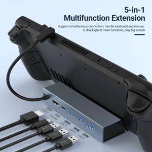5 in 1 USB-C 게임 허브 타입-C 도킹 스테이션 4K HDMI 100W PD 고속 충전 USB2.0*3 스팀 덱 ROG 알로이 노트북 휴대폰용