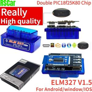 새로운 듀얼 PIC18f25K80 칩 ELM327 V1.5 IOS 안드로이드 블루투스 5.1 자동 스캐너 OBD2 블랙 2PCB 자동차 테스터 진단 도구