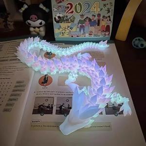 3D 프린팅 발광 드래곤 관절 조인트 야광 블루 화이트 데스크탑 무드등 홈데코 어린이 선물 침실 장식품