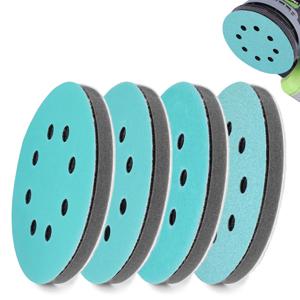 5인치/125mm 오비탈 샌더 인터페이스 패드 및 샌딩 디스크, 4개의 폼 버퍼 패드 및 8개의 사포(80/120/240), 8홀 훅 앤 루프