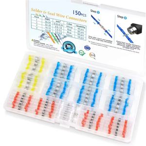 100/120/150PCS 솔더 씰 와이어 커넥터 열 수축 버트 커넥터, 방수 절연 전기 와이어 터미널