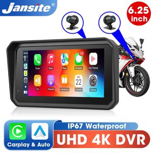 Jansite 5/6.25'' 오토바이용 GPS Carplay DVR 네비게이션 디스플레이 화면 안드로이드 자동 모토 액세서리 IP67 방수 모니터
