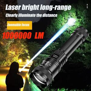 전술용 LED 손전등 2000LM USB 충전식 방수 등급 줌 토치 밝은 휴대용 비상등 캠핑 야외용