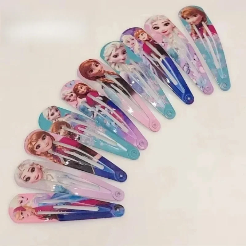 무작위 10pcs 애니메이션 공주 헤어 클립 어린이 귀여운 액세서리 4.8cm 디지털 인쇄 헤어 클립 미니멀리스트 생일 선물