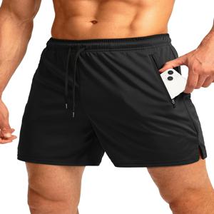 남성용 지퍼 포켓 런닝 반바지, 속건성, 헬스 운동에 적합, 5인치 남성 반바지