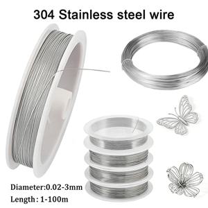 1롤 0.02-3mm 스테인레스 스틸 와이어 비딩 로프 코드 실 DIY 목걸이 팔찌 쥬얼리 제작 DIY 재료