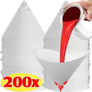 200/10개입 일회용 자동차 페인트 스프레이 메쉬 종이 필터 정화 여과 깔때기 페인트 필터 원뿔형 나일론 미크론 종이 깔때기