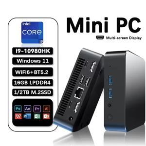인텔 코어 i9 10980HK 미니 PC 윈도우 11 16GB 램 1TB SSD WiFi 6 BT5.2 4K HD 휴대용 미니 컴퓨터 (게임, 사무, 학습용)