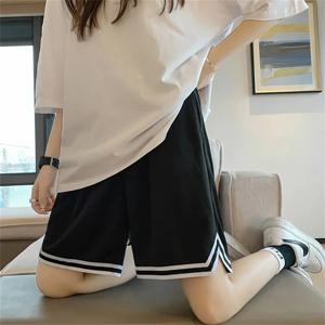 루즈핏 5부 스포츠 팬츠 여학생용 얇은 캐주얼 러닝 반바지 홍콩 스타일 고등학생 대학 입시