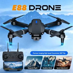 2026년 핫세일 E88 4K 미니 헬리콥터 드론, 쿼드콥터 장난감 RC 싱글 카메라 4K 전문가용 10km 카메라 드론 장난감