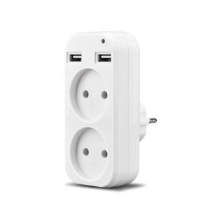 2023 EU 플러그 전원 스트립 어댑터 벽 이중 소켓 휴대용 2 USB 포트 휴대 전화 1200W 250V, 스마트 폰 태블릿 용