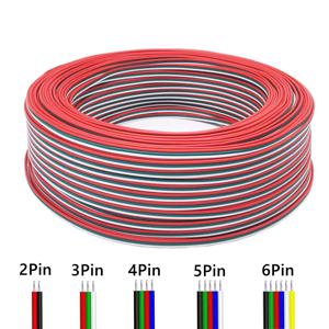 5m/10m/50m/100m 22AWG Led 와이어 케이블 2pin/3pin/4pin/5pin/6pin WS2812B WS2811 5050 2835 5730 LED 스트립 빛