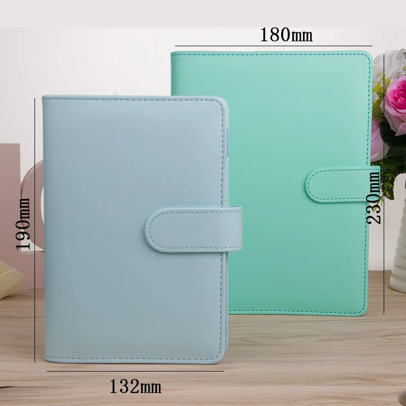 마카롱 컬러 A6/A5 PU 가죽 DIY 바인더 노트 커버 일기 일정 플래너 종이 커버 학교 문구