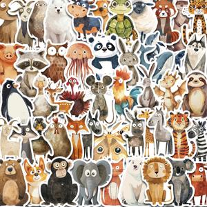 50PCS 만화 귀여운 재미 있은 수채화 동물 스티커 DIY 노트북 전화 수하물 컵 기타 방수 크리 에이 티브 선물 장난감 스티커