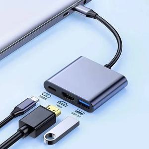 USB C 허브 3in1 유형 C 3.0-HDMI 호환 도킹 스테이션 PD MacBook 전화 컴퓨터 용 고속 충전 4K HDMI 어댑터 분배기