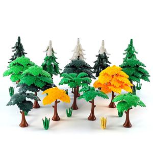 MOC 시티 가든 블록 나무 장난감 DIY 조립 소나무 코코넛 나무 거리 풍경 숲 식물 줄기 잎 잔디 액세서리