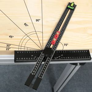 2-in-1 다용도 드릴링 가이드 룰러, 캐비닛 및 건식벽체용 조절식 구멍 위치 지그, 알루미늄 합금 하드웨어 템플릿