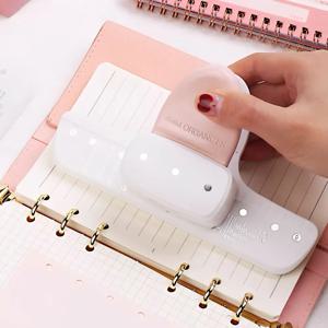 휴대용 3구 펀치 - 수동 펀치, 구멍 지름 4mm, 속지 제본, 노트, 파일 등에 적합.