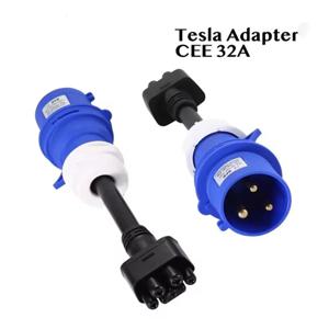 32A /16A 테슬라 3핀 블루 CEE 어댑터 테슬라 모델 S,3,X,Y 2세대 EV 충전기 연장 코드 커넥터 240V 콘센트