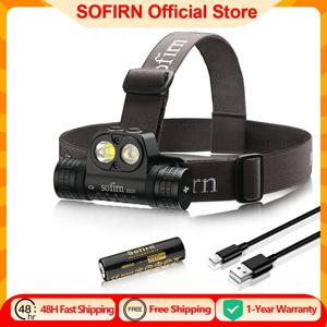 SOFIRN HS20 2300lm USB C 충전식 LED 헤드램프 18650 강력한 헤드라이트(스포트라이트 및 투광등 듀얼 스위치 표시등 포함)