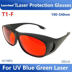 405nm UV 450nm 파란색 및 520nm 532nm 녹색 OD4 T1-F용 전문 레이저 안경 보호