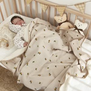 침대용 아기 담요 4 레이어 코튼 Swaddle 모슬린 담요 침구 린넨 아기 액세서리 신생아 목욕 타올 어머니 키즈