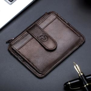 BULLCAPTAIN 정품 가죽 RFID 차단 지퍼 카드 소지자 신용 카트 지갑 미니 슬림 지갑 카드 및 ID 소지자 남자 비즈니스