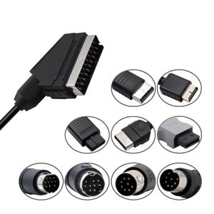 PS2/PS1/PS3/SEGA 메가 Drive1/MD2/DC Dreamcast/Saturn/XBOX/XBOX 360 레트로 비디오 게임 콘솔용 1.8m RGB Scart 케이블