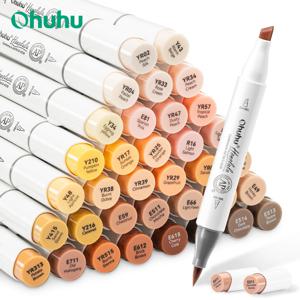 Ohuhu Honolulu 36 스킨 컬러 마커 펜 세트 알코올 아트 마커 리필 가능 듀얼 팁 스케치 드로잉 학교 미술 용품