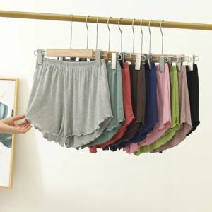 여성용 모달 파자마 반바지, 수면 반바지, 편안한 단색 홈 파자마 바지, 프릴 밑단, 루즈 캐주얼, 얇고 심플한 홈 의류