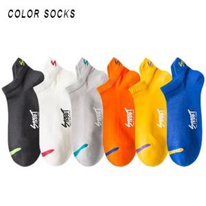10/5Pairs 남자 양말 봄 얇은 통기성 발목 보트 양말 남자 여름 짧은 스포츠 밝은 색상 양말 학생 소년 패션