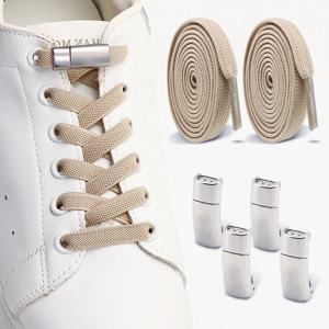 끈 없는 자석 신발끈 플랫 탄성 끈 운동화 부츠 무타이 신발끈 고무 밴드 신발 액세서리