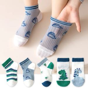 5 짝/몫 여름 어린이 양말 소년 소녀 아기 패션 코튼 솔리드 와일드 소프트 통기성 어린이 캐주얼 메쉬 양말 1-8 년 동안