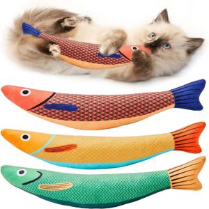 고양이 장난감 물고기, 치아 연삭 Catnip 장난감, 부드럽고 내구성, 새끼 고양이 장난감 대화 형 울리는 고양이 씹는 물린 플러시 장난감 고양이 Supplie