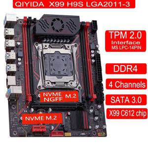 QIYIDA X99 마더보드 TPM 2.0인터페이스 LGA 2011 3, NVME NGFF M.2 지원 4 채널 X99 C612chip DDR4 메모리 SATA3.0 USB3.0