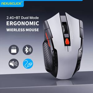 NexusClick 무선 광전자 마우스, 1600DPI 6개의 무소음 클릭, 새로운 게임 및 공예용 선물 마우스, 사무실 게이머용 USB 수신기 재고 있음