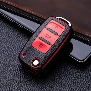 Tpu 가죽 자동차 키 케이스 VW 폭스 바겐 폴로 Tiguan Passat 골프 Jetta Lavida Skoda Octavia 용 전체 커버 보호 쉘 가방