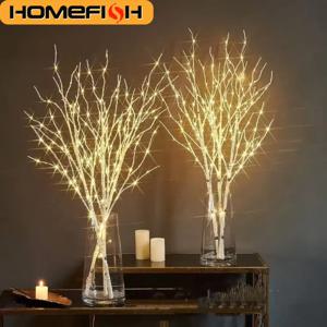 1 PC 흰색 자작 나무 지점 조명 배터리 작동 20 LED 요정 조명 야외 장식 내부 홈 침실에 대 한 버드 나무 가지