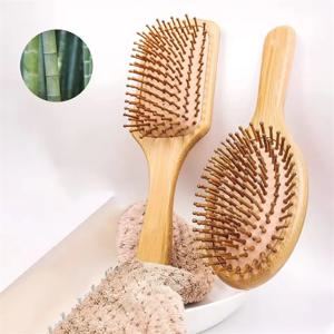 마르세일리스 천연 대나무 패들 빗 에어 쿠션 빗 두피 마사지 정전기 방지 엉킴 방지 빗, 실제 모발 가발 전용