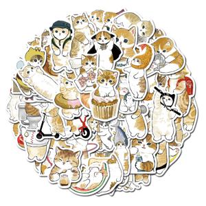 64개 모후산드 스티커 만화 귀여운 노란 고양이 스티커 여행 가방 펜 기타 노트북 방수 그래피티 스티커