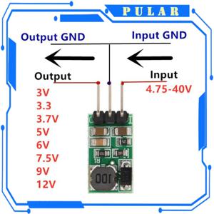 PLR 레귤레이터 DC-DC 스텝 다운 벅 컨버터 모듈 보드, DD4012SA 1A DC 5-40V-3V 3.3V 3.7V 5V 6V 7.5V 9V 12V