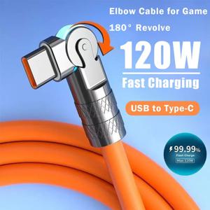 120W 7A 빠른 충전 USB 유형 C 케이블 Xiaomi Redmi 명예 전화 충전기 USB C 케이블에 대 한 게임에 대 한 180도 회전 팔꿈치 케이블