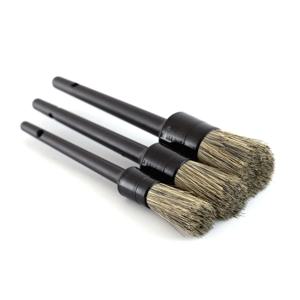 3 Pcs 천연 멧돼지 머리 자동차 자세히 브러시 세트 부드러운 강모 자동차 청소 브러시 ​​키트 Atuo 타이어 휠 워시 외부 액세서리