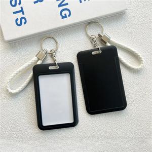 1Pc 솔리드 컬러 학생 버스 ID 카드 보호 커버 열쇠 고리 학교 액세스 도어 카드 신용 카드 홀더 가방 세트 열쇠 고리